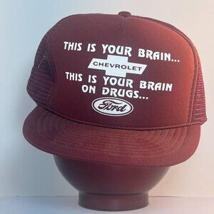 Vintage, puffer style trucker hat